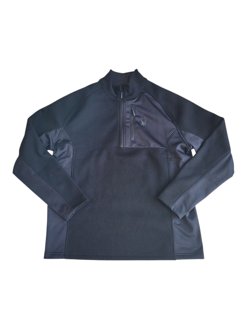 Like New Spyder Men’s Black 1/4 Zip Waffle Knit Fleece Pullover XXL Black Mock